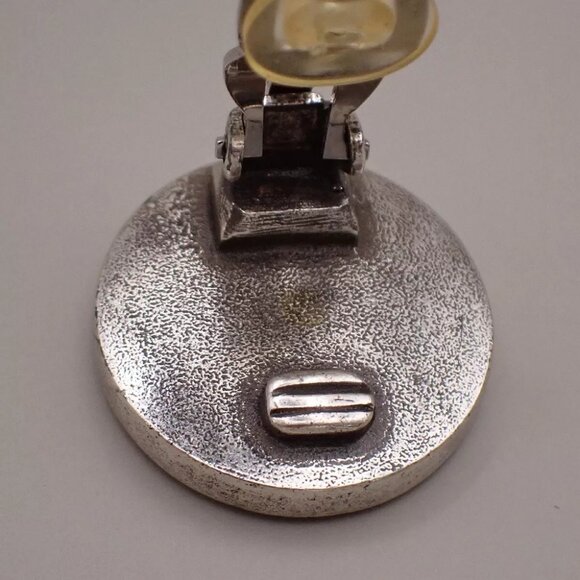 CHANEL Logo Round Button Earrings 99P Clip-On Silver Vintage Accessory 31RJ797 - Picture 7 of 10